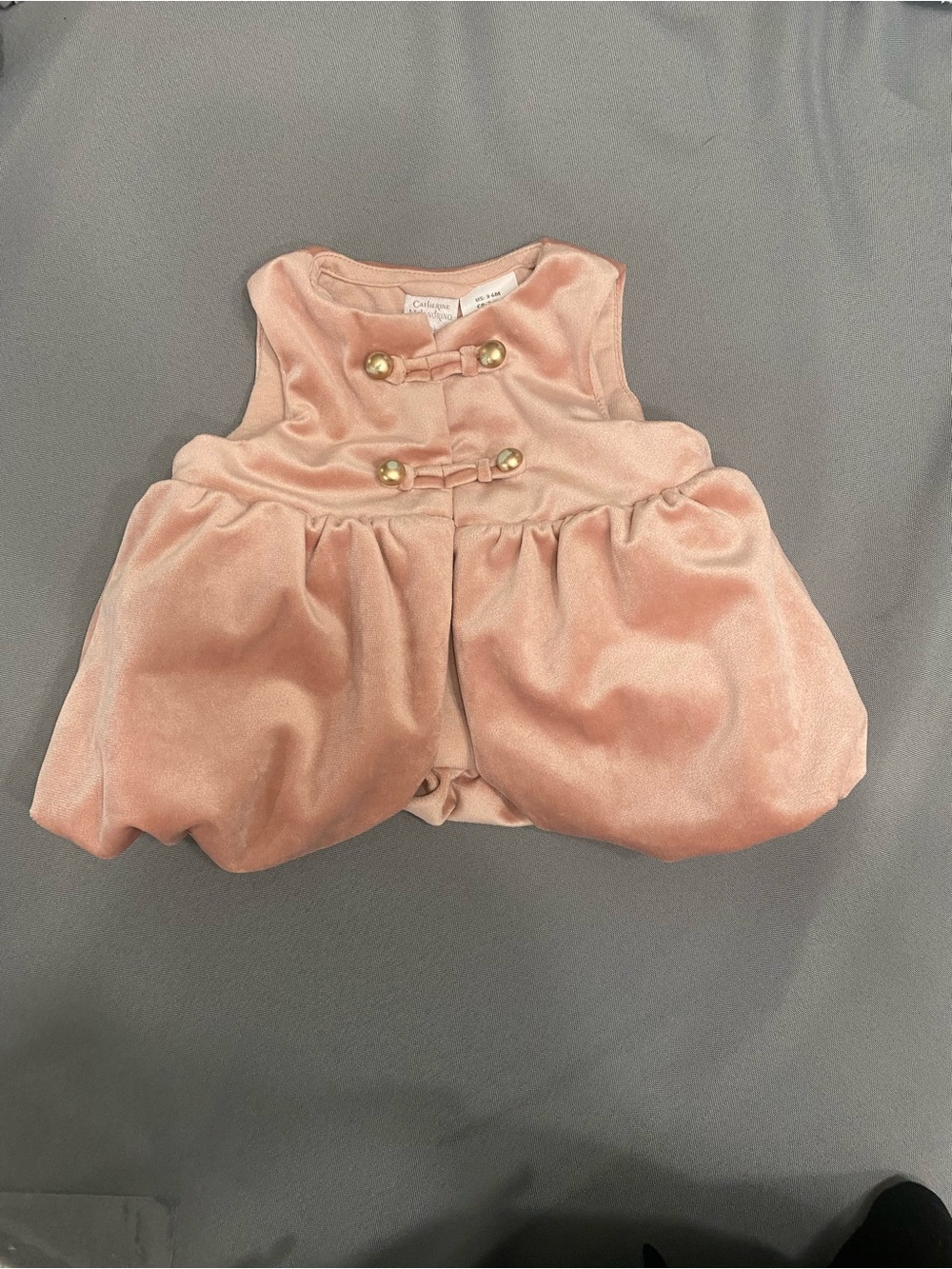 Catherine Malandrino Pink Velour Baby Dress Vest